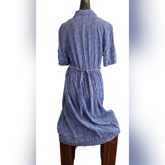 Karin Stevens Indigo Ruffle Midi Dress Size 12 Cottagecore Blue Vintage Style - Picture 2 of 4